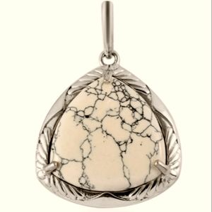 GOLD (not silver around the stone) White Howlite Pendant for necklace!